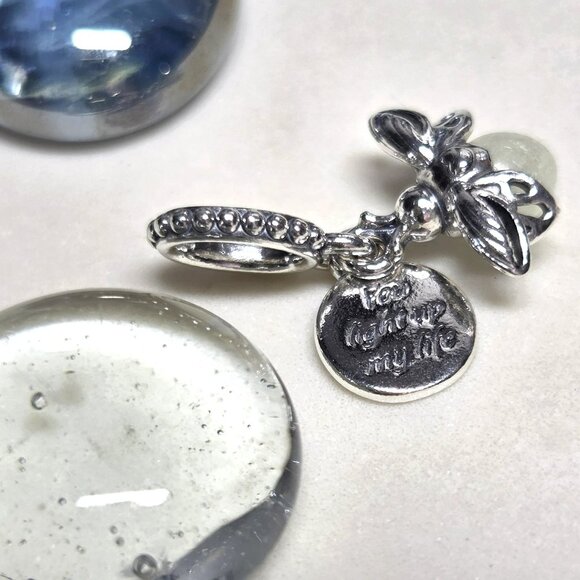 Authentic Pandora Glow In The Dark Firefly Charm Sterling Silver Dangle Bead - Picture 3 of 5